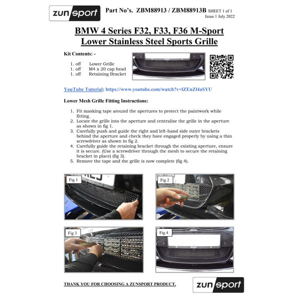 Zunsport Front Grille Set 2014-2020 F32/F33/F36 M-Sport BMW 4-Series