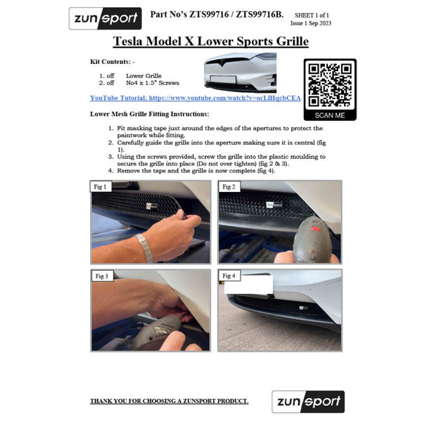 Zunsport Lower Grille Tesla Model X