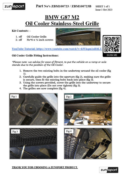 Zunsport Oil Cooler Grille 2023+ G87 BMW M2