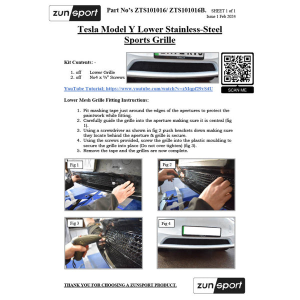 Zunsport Lower Grille Tesla Model Y