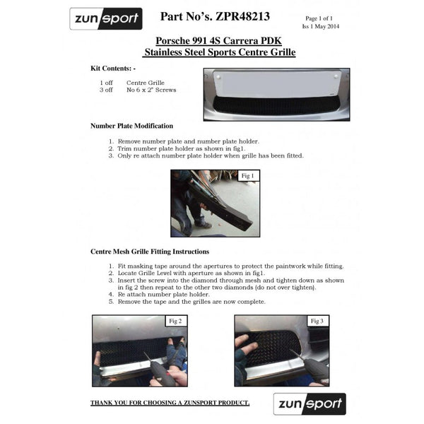 Zunsport Grille Set 2013-2016 Porsche 991.1 Carrera 4S