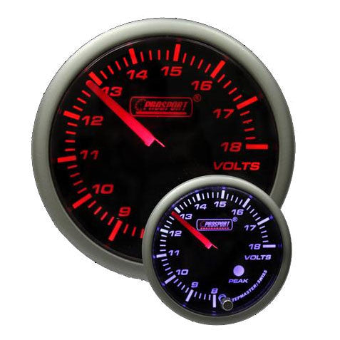 Prosport Premium Peak/Warning Volt Gauge - 52mm